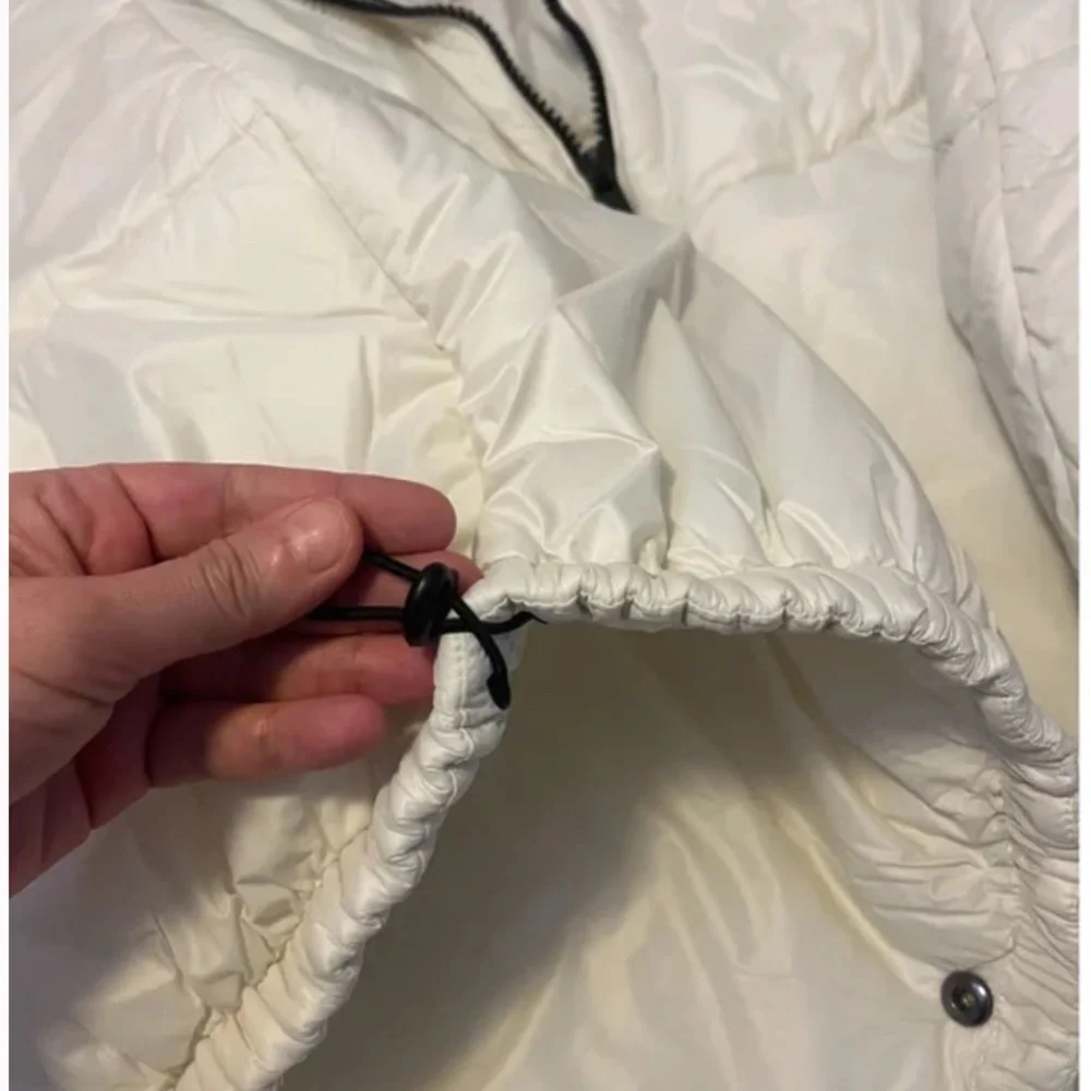 Zara ecru / off white water repellent hooded puffer cape / coat NWT - Picture 8 of 13